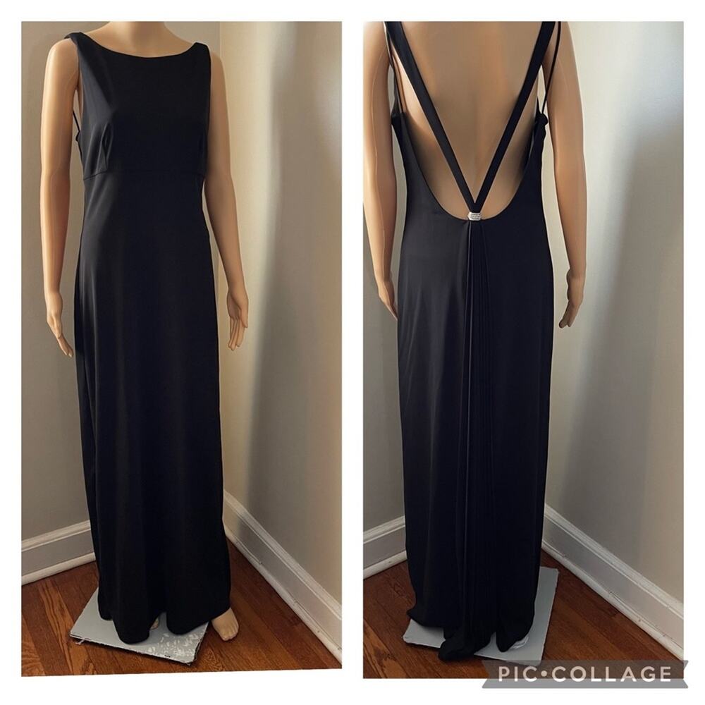 Vintage BCBGMaxazria Gown Dress With With Open Back and Rhinestone Detail